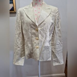 Style & Co 100% Linen Cream Blazer Size 8